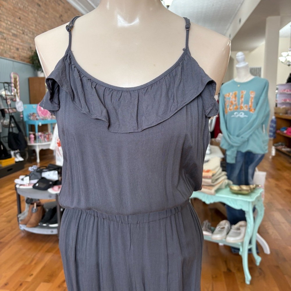 Abercrombie Solid Gray Spaghetti Strap Jumpsuit S… - image 3